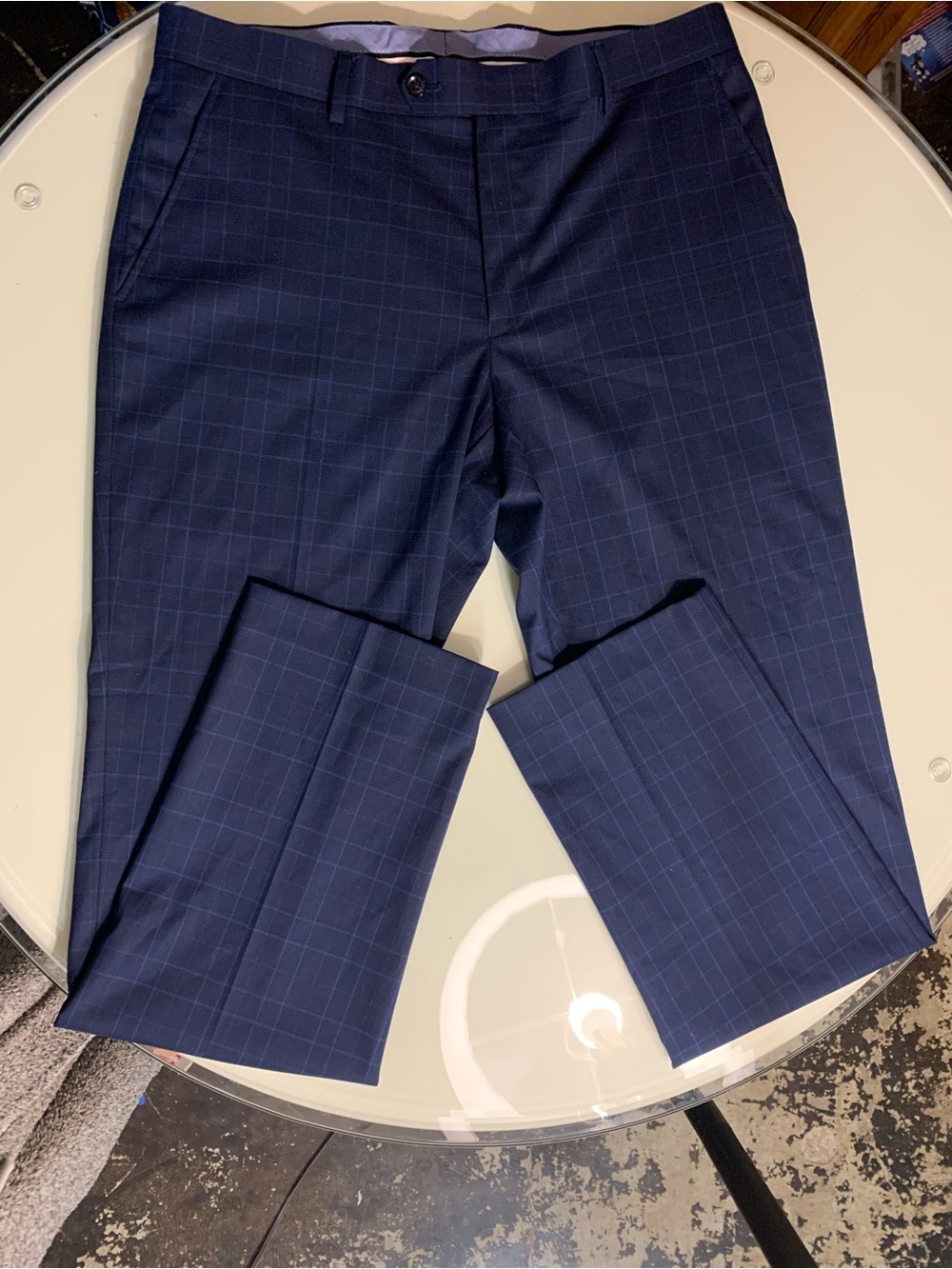 Tommy Hilfiger Men's Navy Plaid Slacks EUC 34x32